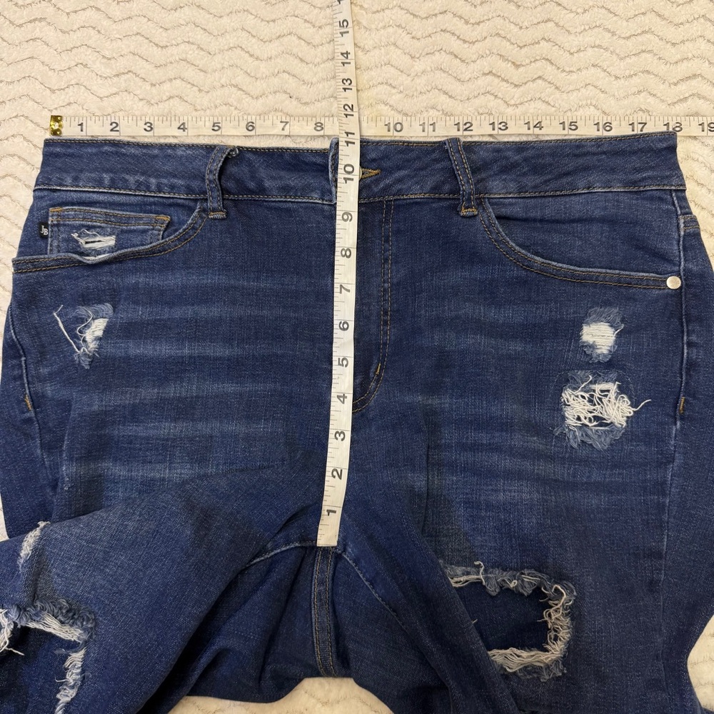Judy Blue Blue Denim Distressed High Rise Skinny Fit Stretch Jeans Sz 14W - Picture 7 of 8